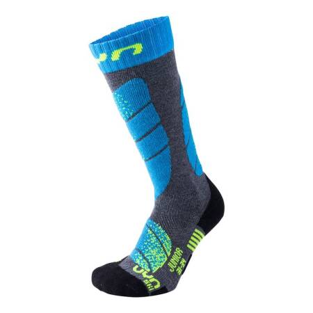 SKARPETY UYN JUNIOR SKI /GREY MELANGE/TURQUOISE